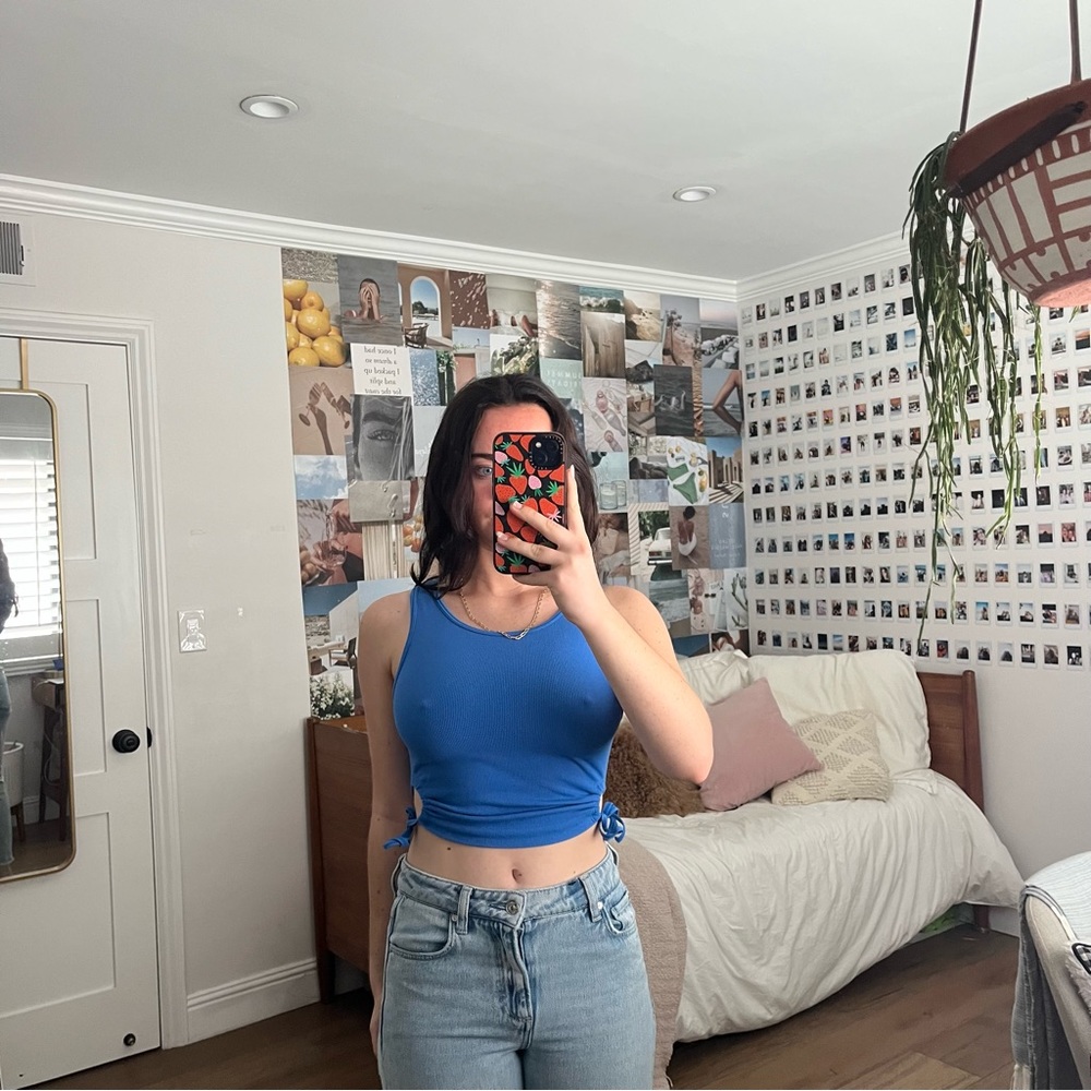 Blue Top with Ties on Side